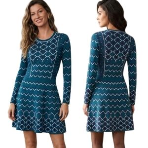 ELIZA J Geometric Pattern A-line Sweaterdress - Size M